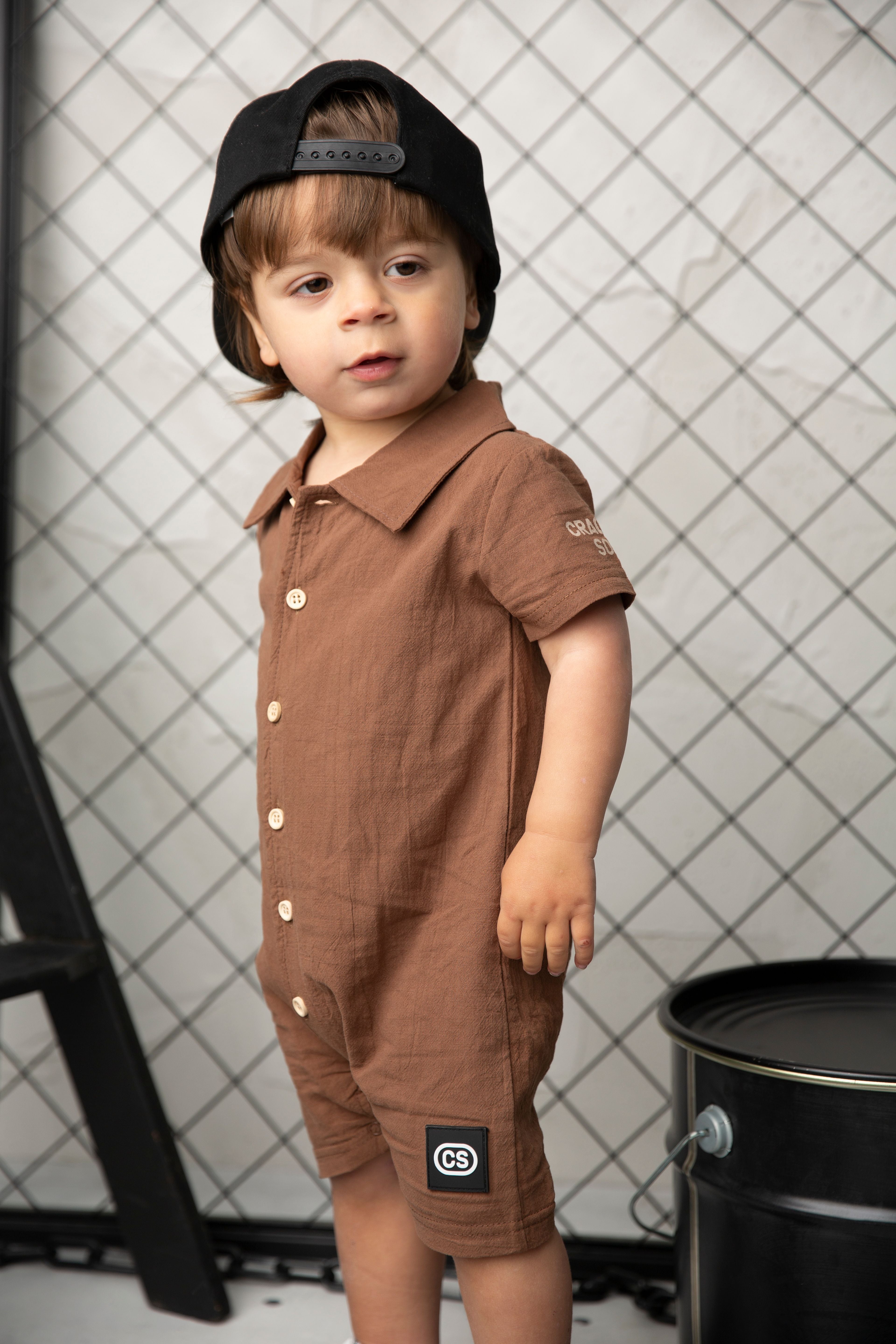 Dash Linen Romper - Mocha-Clothing-Cracked Soda
