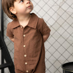 Dash Linen Romper - Mocha-Clothing-Cracked Soda