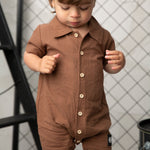 Dash Linen Romper - Mocha-Clothing-Cracked Soda