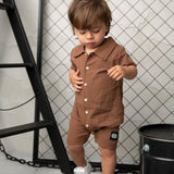 Dash Linen Romper - Mocha-Clothing-Cracked Soda