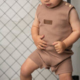 Dash Waffle Romper - Mocha-Clothing-Cracked Soda