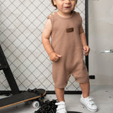 Dash Waffle Romper - Mocha-Clothing-Cracked Soda