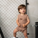 Dash Waffle Romper - Mocha-Clothing-Cracked Soda