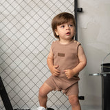 Dash Waffle Romper - Mocha-Clothing-Cracked Soda