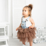 Victoria Pinafore - Blue/Mocha