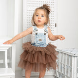 Victoria Pinafore - Blue/Mocha