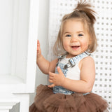 Victoria Pinafore - Blue/Mocha