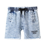 Dustin Cracked Soda Denim Shorts - Blue