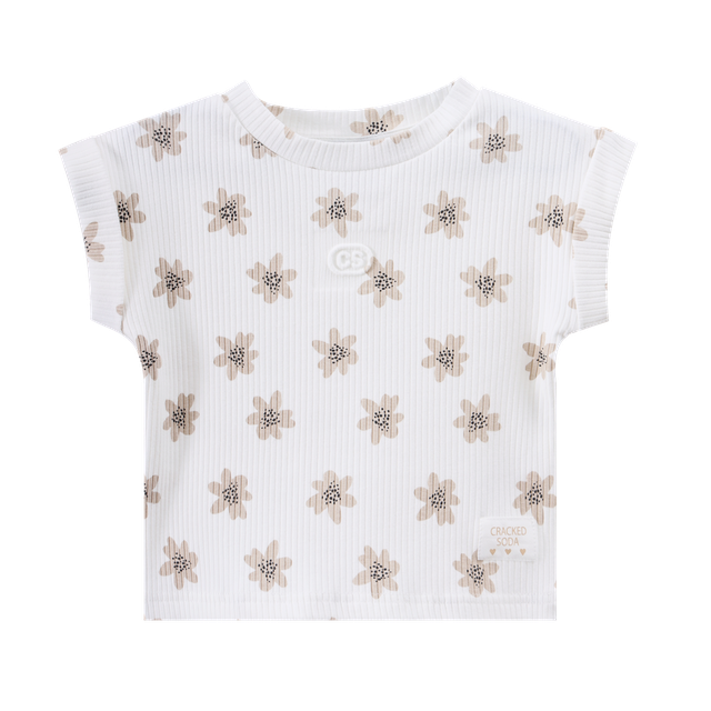 Ellie Embossed Tee - Cream Print-T-Shirts-Cracked Soda