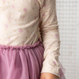 Flora Shredded Tutu - Beige Pattern/Mauve Tulle