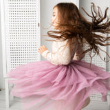 Flora Shredded Tutu - Beige Pattern/Mauve Tulle