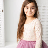 Flora Shredded Tutu - Beige Pattern/Mauve Tulle