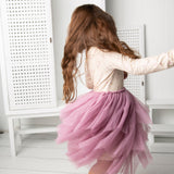 Flora Shredded Tutu - Beige Pattern/Mauve Tulle