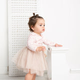 Flora Layered Tutu - Light Pink Pattern/Beige Tulle