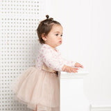 Flora Layered Tutu - Light Pink Pattern/Beige Tulle
