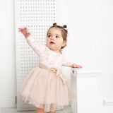 Flora Layered Tutu - Light Pink Pattern/Beige Tulle