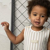 Freddie Stripe Romper - Pebble