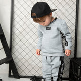Ashton Textured Crew Set - Grey