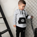 Tommy Detailed Zip Hooded Tee - Grey