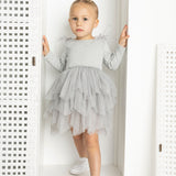 Winter Ribbed Feather Fleece Tutu - Grey