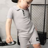 Sammy Waffle Romper - Grey