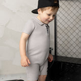 Sammy Waffle Romper - Grey