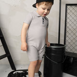 Sammy Waffle Romper - Grey
