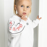 Harlow Detailed Sleeve Crew - White