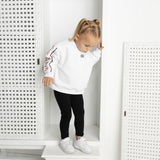 Harlow Detailed Sleeve Crew - White