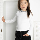 Harlow Ribbed Fleece High Neck L/S - White