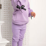 Imogen Detailed Bow Sleeve Crew - Purple