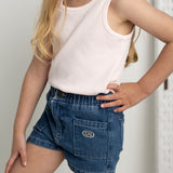 Indigo Denim Detail Shorts - Blue