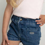 Indigo Denim Detail Shorts - Blue