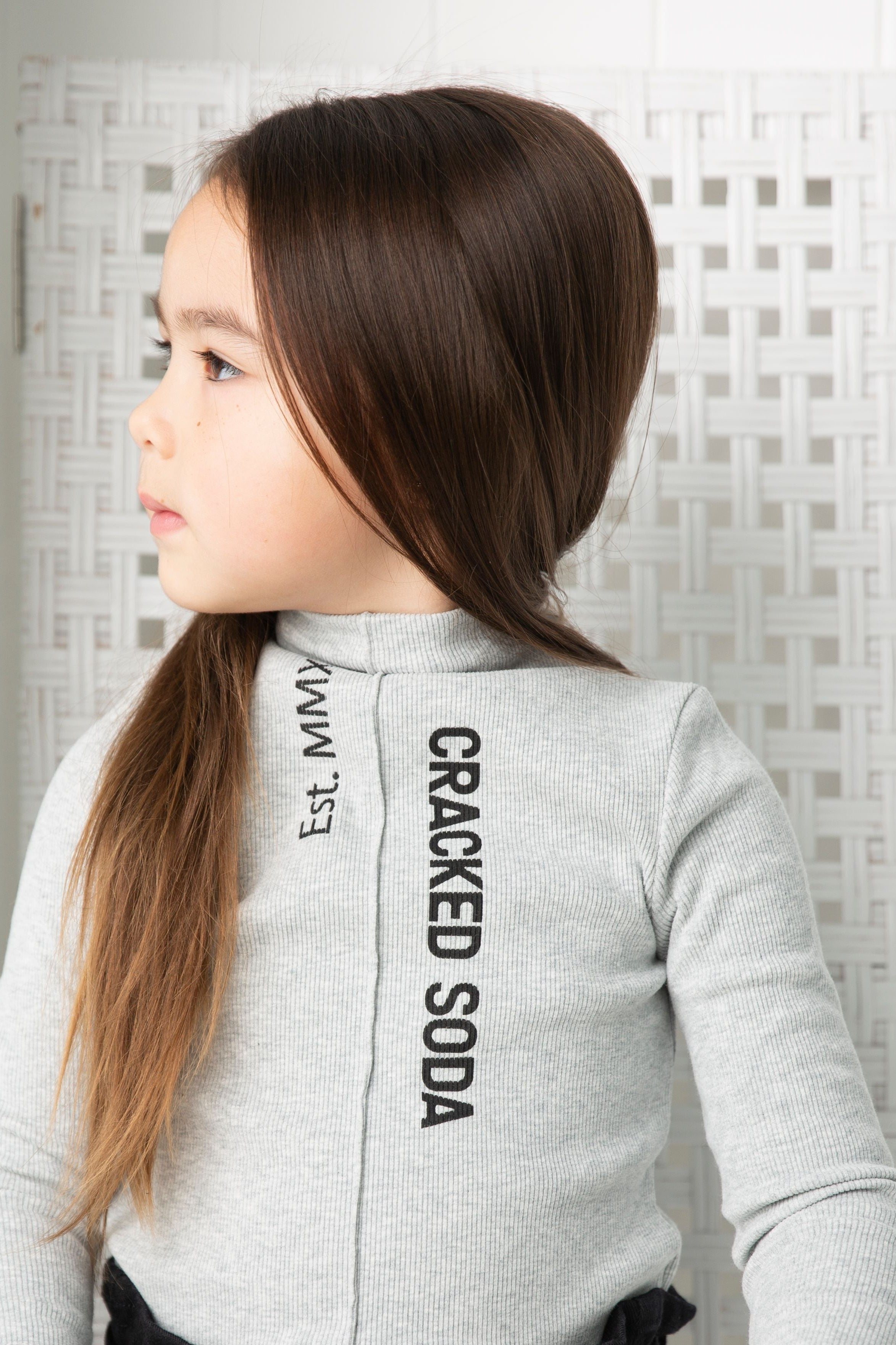 Jewel Ribbed Detail Long Sleeve - Grey Marl-Clothing-Cracked Soda