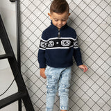 Zack Detailed Knit Jumper - Navy