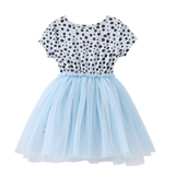 Leopard Shorts Sleeve Tutu - Blue