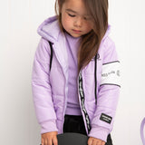 Imogen Detailed Hooded Puffer Jacket - Purple