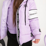 Imogen Detailed Hooded Puffer Jacket - Purple