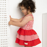 London Layered Bodysuit Dress - Red Stripe