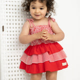 London Layered Bodysuit Dress - Red Stripe