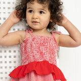 London Layered Bodysuit Dress - Red Stripe