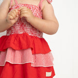 London Layered Bodysuit Dress - Red Stripe