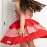 London Layered Dress - Red Stripe