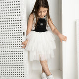 Luna Detailed Pinafore Tutu - Black/White