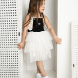 Luna Detailed Pinafore Tutu - Black/White