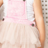 Mila Pinafore - Pink/Beige