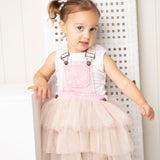 Mila Pinafore - Pink/Beige