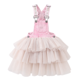 Mila Pinafore - Pink/Beige