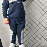 Archie Panel Trackpants - Navy/Oat