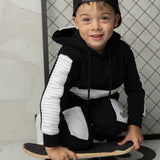 Onyx Detailed Hoodie & Trackpant Set - Black & White